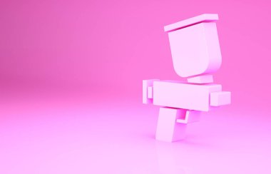 Pembe boya sprey tabancası ikonu pembe arka planda izole edilmiş. Minimalizm kavramı. 3d illüstrasyon 3B canlandırma