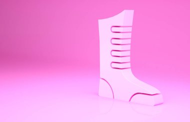Pembe Spor Boks Ayakkabıları ikonu pembe arka planda izole edilmiş. Güreş ayakkabıları. Minimalizm kavramı. 3d illüstrasyon 3B canlandırma