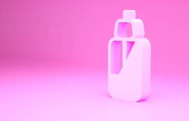 Pembe esaslı yağ şişesi ikonu pembe arka planda izole edilmiş. Organik aromaterapi özü. Cilt bakımı serumu cam bırakma paketi. Minimalizm kavramı. 3d illüstrasyon 3B canlandırma