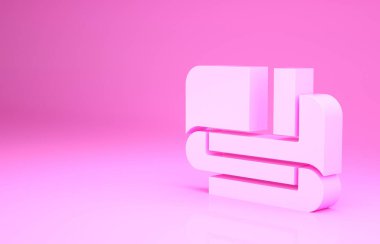 Pembe havlu yığını simgesi pembe arka planda izole edildi. Minimalizm kavramı. 3d illüstrasyon 3B canlandırma
