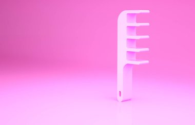 Pembe saç fırçası ikonu pembe arka planda izole edilmiş. Taraklı saç işareti. Berber sembolü. Minimalizm kavramı. 3d illüstrasyon 3B canlandırma