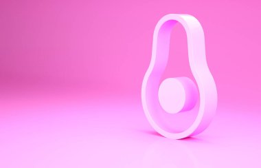 Pembe Avokado meyve ikonu pembe arka planda izole edilmiş. Minimalizm kavramı. 3d illüstrasyon 3B canlandırma