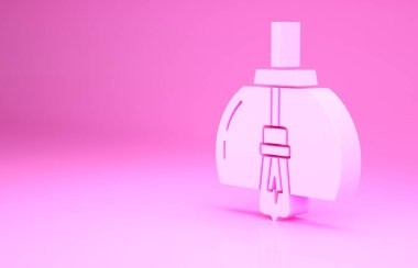 Pembe Chandelier simgesi pembe arka planda izole edilmiş. Minimalizm kavramı. 3d illüstrasyon 3B canlandırma