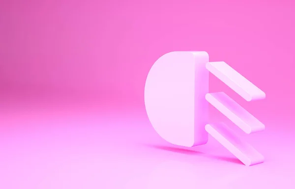 Icono rosa de viga alta aislado sobre fondo rosa. Faro del coche. Concepto minimalista. 3D ilustración 3D render — Foto de Stock