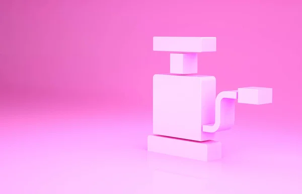 Pinkfarbenes Luftpumpen-Symbol isoliert auf rosa Hintergrund. Minimalismus-Konzept. 3D Illustration 3D Renderer — Stockfoto