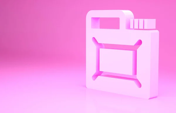 모터 머신 오 일 아이콘의 핑크 캐스터는 핑크 배경에서 분리되었습니다. 오 일 갤런. 오일 교체 서비스와 수리. 엔진 오 일 사인. 미니멀리즘의 개념입니다. 3d 삽화 3D 렌더링 — 스톡 사진