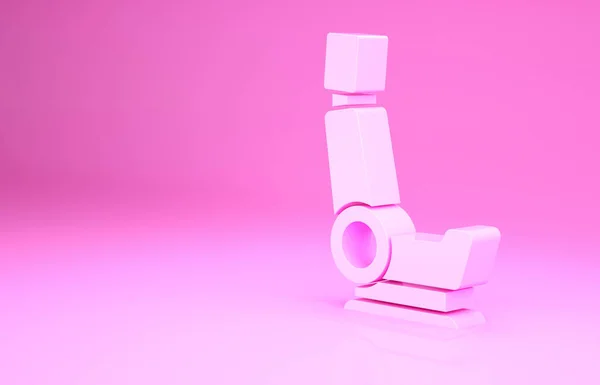 Icona del seggiolino auto rosa isolato su sfondo rosa. Poltrona da auto. Concetto minimalista. Illustrazione 3d rendering 3D — Foto Stock