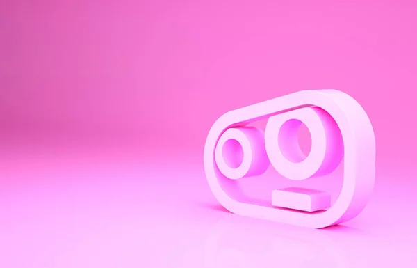 Różowy samochód reflektor ikona izolowane na różowym tle. Koncepcja minimalizmu. Ilustracja 3D 3D renderowania — Zdjęcie stockowe