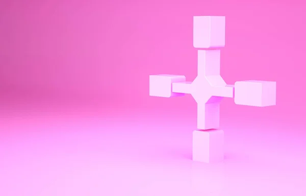 Ícone de chave de roda rosa isolado no fundo rosa. Cinta de rodas. Conceito de minimalismo. 3D ilustração 3D render — Fotografia de Stock