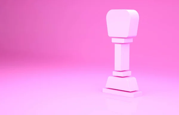 ピンクの背景に隔離されたピンクのギアシフターアイコン。手動送信アイコン。最小限の概念。3Dイラスト3Dレンダリング — ストック写真