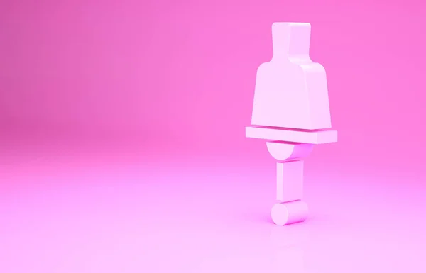 Icono de campana rosa aislado sobre fondo rosa. Símbolo de alarma, campana de servicio, señal de timbre, símbolo de notificación. Concepto minimalista. 3D ilustración 3D render — Foto de Stock