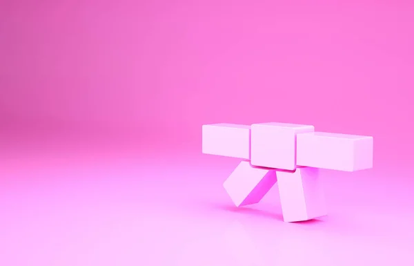 Pink Black karate riem pictogram geïsoleerd op roze achtergrond. Minimalisme concept. 3d illustratie 3D renderen — Stockfoto