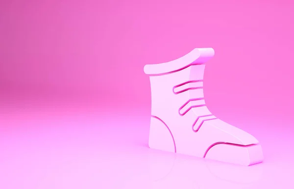 Rózsaszín Sport boksz cipő ikon elszigetelt rózsaszín háttér. Birkózó cipő. Minimalizmus koncepció. 3d illusztráció 3D render — Stock Fotó