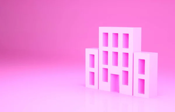 Icono de Pink House aislado sobre fondo rosa. Símbolo casero. Concepto minimalista. 3D ilustración 3D render — Foto de Stock