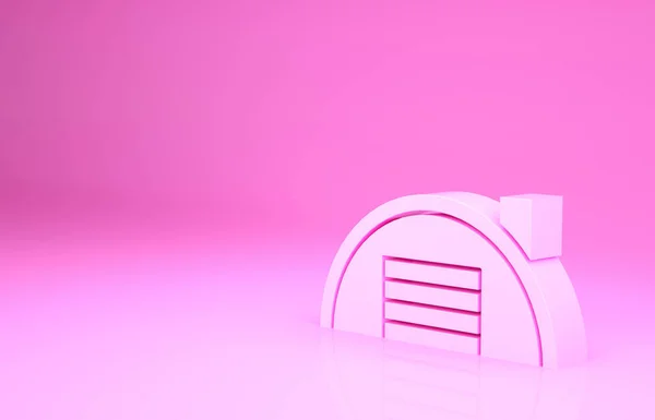 Icono de Pink Warehouse aislado sobre fondo rosa. Concepto minimalista. 3D ilustración 3D render —  Fotos de Stock