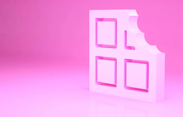 Pink Chocolate bar pictogram geïsoleerd op roze achtergrond. Minimalisme concept. 3d illustratie 3D renderen — Stockfoto