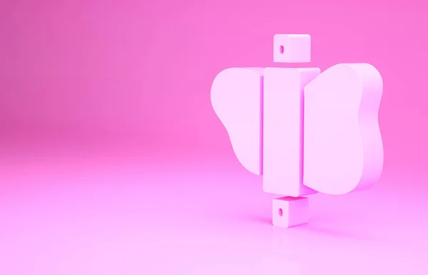Rosa mattarello sull'icona della pasta isolato su sfondo rosa. Concetto minimalista. Illustrazione 3d rendering 3D — Foto Stock