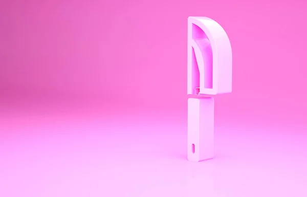 Icono de cuchillo rosa aislado sobre fondo rosa. Símbolo de cubertería. Concepto minimalista. 3D ilustración 3D render —  Fotos de Stock