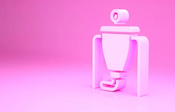 Ícone do processo de fabricação de cerveja rosa isolado no fundo rosa. Conceito de minimalismo. 3D ilustração 3D render — Fotografia de Stock