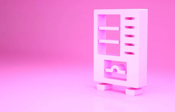 Máquina de venda automática de alimentos e bebidas rosa ícone de venda automática isolado no fundo rosa. Conceito de minimalismo. 3D ilustração 3D render — Fotografia de Stock