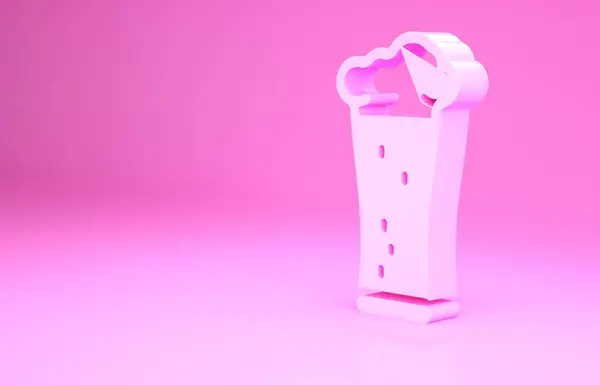 Rosa Icono de vaso de cerveza aislado sobre fondo rosa. Concepto minimalista. 3D ilustración 3D render —  Fotos de Stock