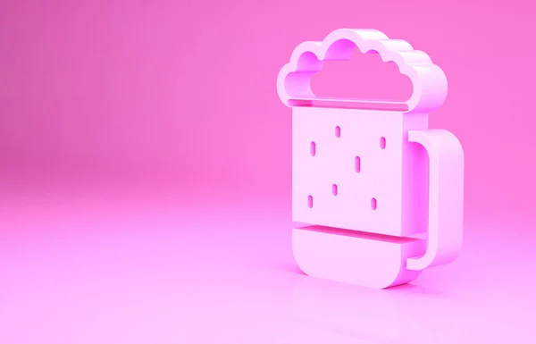 Taza de cerveza rosa icono aislado sobre fondo rosa. Concepto minimalista. 3D ilustración 3D render — Foto de Stock