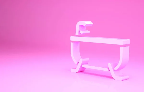 Baignoire rose icône isolée sur fond rose. Concept de minimalisme. Illustration 3D rendu 3D — Photo