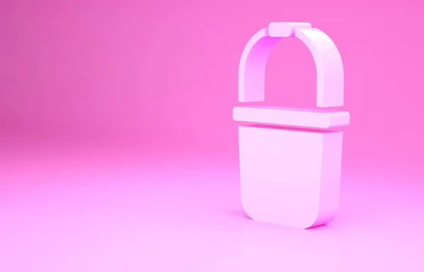 Ícone de balde Sauna rosa isolado no fundo rosa. Conceito de minimalismo. 3D ilustração 3D render — Fotografia de Stock