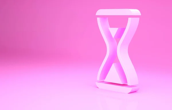 Rosa Bastu timme glas ikon isolerad på rosa bakgrund. Bastutimern. Minimalistiskt koncept. 3D-återgivning för 3D — Stockfoto