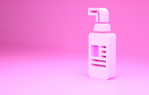 Pink Cream ou loção ícone tubo cosmético isolado no fundo rosa. Produtos de cuidados com o corpo para a mulher. Conceito de minimalismo. 3D ilustração 3D render — Fotografia de Stock