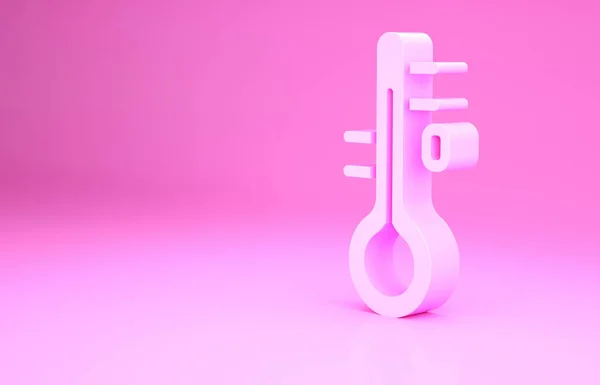Roze Sauna thermometer pictogram geïsoleerd op roze achtergrond. Sauna en baduitrusting. Minimalisme concept. 3d illustratie 3D renderen — Stockfoto