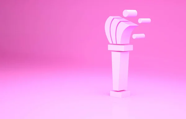 Pinkfarbenes Aspergillum-Symbol auf rosa Hintergrund. Minimalismus-Konzept. 3D Illustration 3D Renderer — Stockfoto