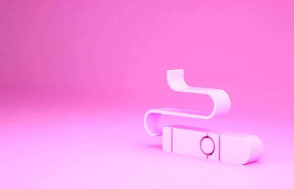 Ícone de charuto rosa isolado no fundo rosa. Conceito de minimalismo. 3D ilustração 3D render — Fotografia de Stock