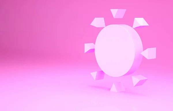 Rosa Sonne Symbol isoliert auf rosa Hintergrund. Sommer-Symbol. Schöner sonniger Tag. Minimalismus-Konzept. 3D Illustration 3D Renderer — Stockfoto