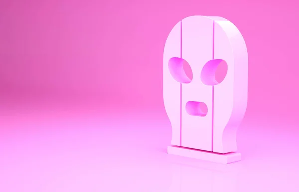 Icono de luchador mexicano rosa aislado sobre fondo rosa. Concepto minimalista. 3D ilustración 3D render — Foto de Stock