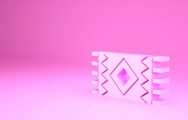 Pinkfarbenes mexikanisches Teppichsymbol auf rosa Hintergrund. Minimalismus-Konzept. 3D Illustration 3D Renderer — Stockfoto