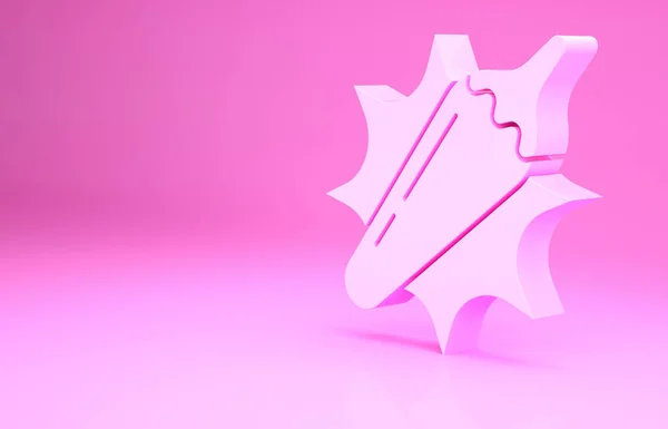 Pink Hot Chili Pepper Pod Symbol isoliert auf rosa Hintergrund. Design für Lebensmittel, kulinarische Produkte, Gewürz- und Gewürzpaket, Kochbuch. Minimalismus-Konzept. 3D Illustration 3D Renderer — Stockfoto