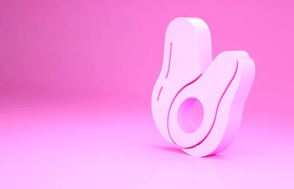 Icona di frutta rosa avocado isolata su sfondo rosa. Concetto minimalista. Illustrazione 3d rendering 3D — Foto Stock