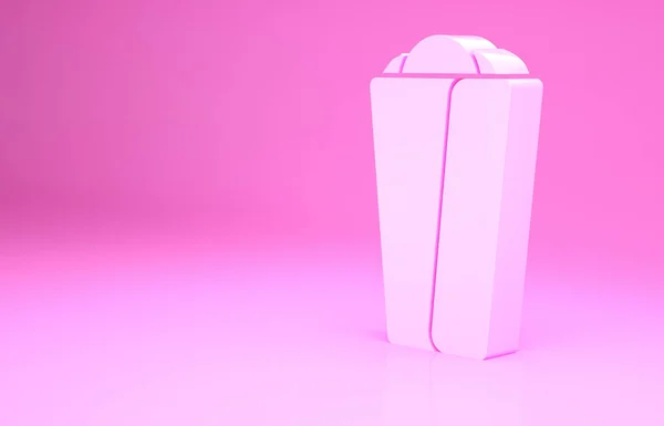 ピンクのブリトーアイコンはピンクの背景に隔離されています。メキシコの伝統的なファーストフード。最小限の概念。3Dイラスト3Dレンダリング — ストック写真