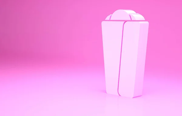 Roze Burrito icoon geïsoleerd op roze achtergrond. Traditioneel Mexicaans fastfood. Minimalisme concept. 3d illustratie 3D renderen — Stockfoto