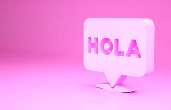 Icono rosa Hola aislado sobre fondo rosa. Concepto minimalista. 3D ilustración 3D render — Foto de Stock