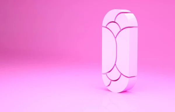 Розовый Буррито значок изолирован на розовом фоне. Традиционный мексиканский фаст-фуд. Концепция минимализма. 3D-рендеринг — стоковое фото