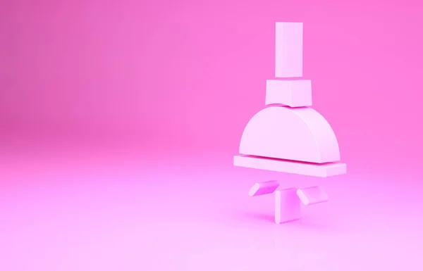 Rózsaszín csillár ikon elszigetelt rózsaszín háttérrel. Minimalizmus koncepció. 3d illusztráció 3D render — Stock Fotó