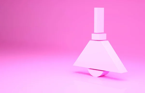 Lâmpada rosa ícone pendurado isolado no fundo rosa. Lâmpada de teto lâmpada. Conceito de minimalismo. 3D ilustração 3D render — Fotografia de Stock