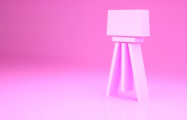 ピンクの背景に隔離されたピンクの床ランプアイコン。最小限の概念。3Dイラスト3Dレンダリング — ストック写真