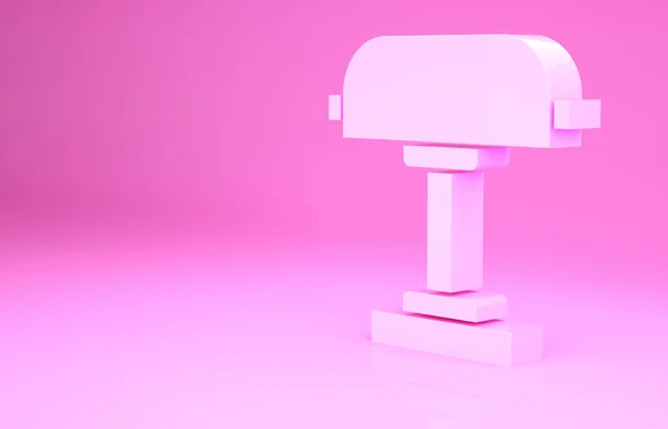 Rosa Tischlampe Symbol isoliert auf rosa Hintergrund. Schreibtischlampe vorhanden. Minimalismus-Konzept. 3D Illustration 3D Renderer — Stockfoto