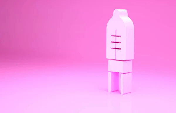Pink Light emitting diode pictogram geïsoleerd op roze achtergrond. Halfgeleiderdiode elektrisch onderdeel. Minimalisme concept. 3d illustratie 3D renderen — Stockfoto