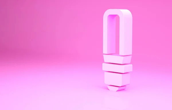 Icono de bombilla led rosa aislado sobre fondo rosa. Bombilla led económica iluminada. Ahorra energía lámpara. Concepto minimalista. 3D ilustración 3D render —  Fotos de Stock