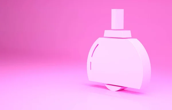Рожева піктограма люстри ізольована на рожевому фоні. Концепція мінімалізму. 3D ілюстрація 3D рендеринга — стокове фото