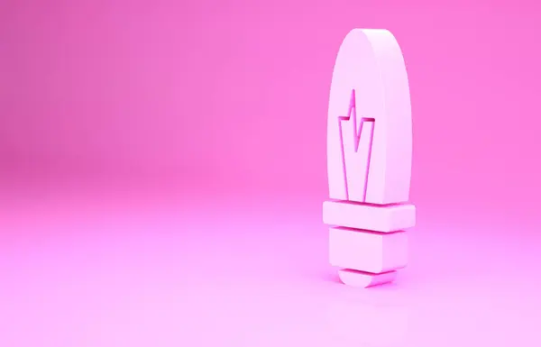 Różowa żarówka z koncepcją ikony idei odizolowana na różowym tle. Energia i symbol idei. Koncepcja inspiracji. Koncepcja minimalizmu. Ilustracja 3D 3D renderowania — Zdjęcie stockowe
